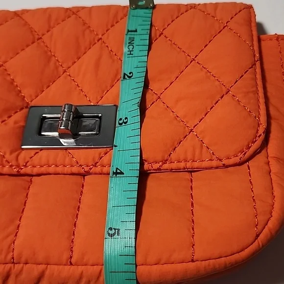 Orange Quilted Chain Crossbody Bag - Picture 7 of 14